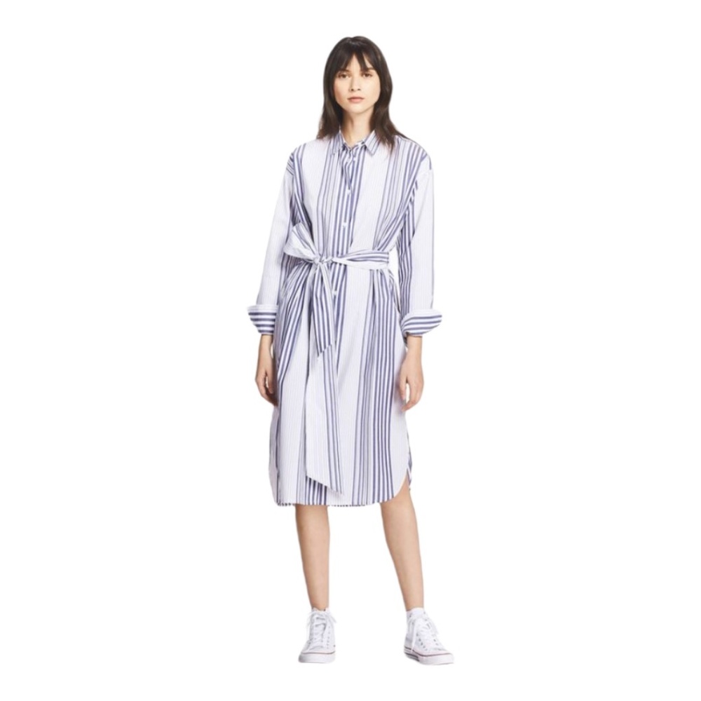 Uniqlo long sleeves stripped shirt dress size small